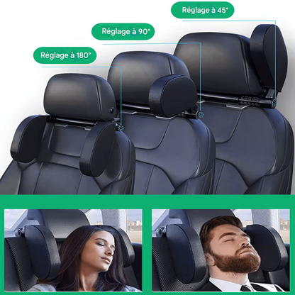 🏷️Coussin de Voyage Appui-Tête pour Voiture – Soutien Latéral Réglable, Amovible, en Fibre Synthétique avec Tige Télescopique ABS