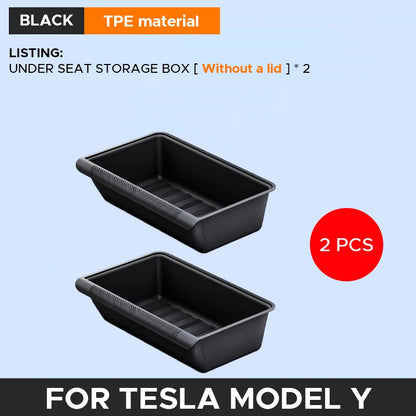 Under Seat Storage Box for Tesla Model Y 2020-2024 Centrol Console Organizer Accessories Underseat Hidden Store Space Bin