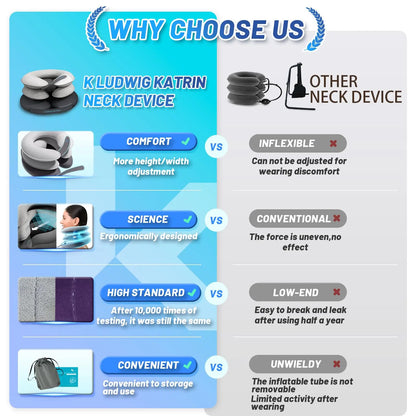 Cervical Neck Traction Device- Inflatable Neck Stretcher Pillow for Instant Neck Decompression-Support Brace for Home Travel Use