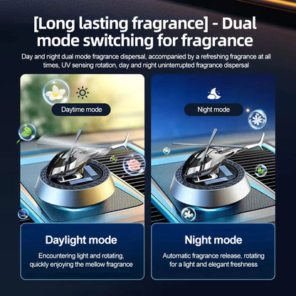 Solar Powered Rotation Helicopter Solar Aromatherapy Car Air Freshener Alloy+ABS Ornaments Fragrance Auto Aroma Diffuser