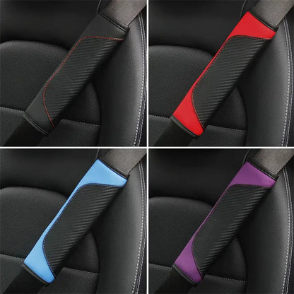 🏷️Protège-ceinture en cuir PU carbone – 1 ou 2 pièces | Rembourrage confort antidérapant pour ceinture de sécurité | WUINMG