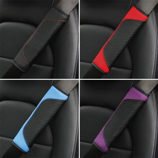 🏷️Protège-ceinture en cuir PU carbone – 1 ou 2 pièces | Rembourrage confort antidérapant pour ceinture de sécurité | WUINMG