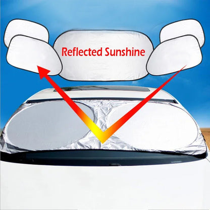 🏷️Lot de 6 Pare-Soleil Pliables EAFC pour Voiture – Protection UV 99,9 %, Argenté & Noir, avec Ventouses et Sac de Rangement