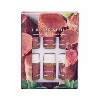 Coffret 6 Huiles Essentielles – Parfums Solubles dans l’Eau – Pour Diffuseur, Humidificateur, Parfum Voiture ou Recharge Désodorisant