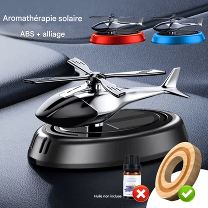Désodorisant Voiture Hélicoptère Solaire – Diffuseur d'Arômes Rotatif à Énergie Solaire – Décoration Intérieure Auto & Aromathérapie
