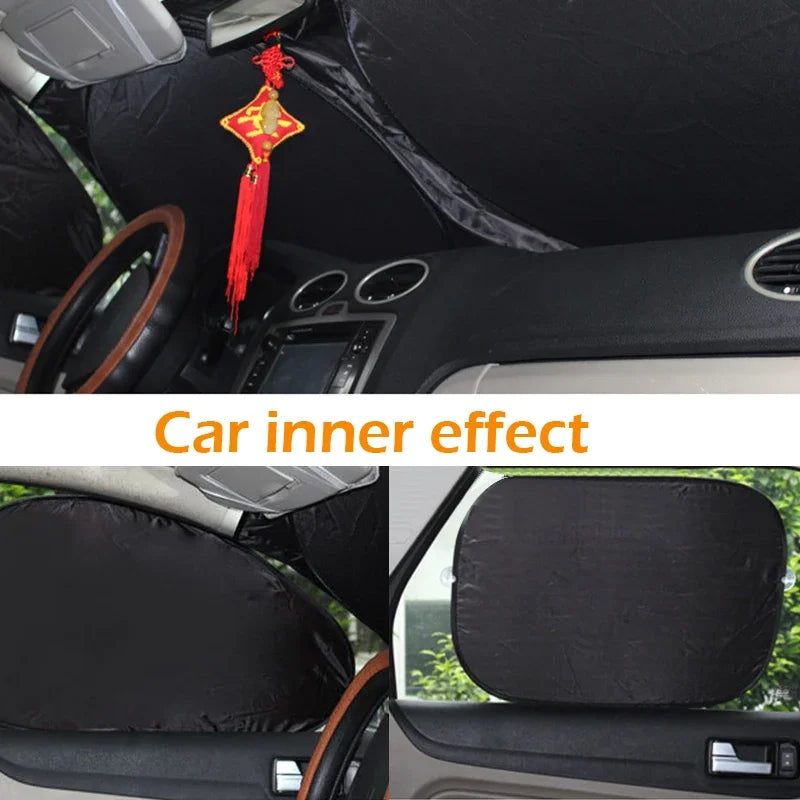 🏷️Lot de 6 Pare-Soleil Pliables EAFC pour Voiture – Protection UV 99,9 %, Argenté & Noir, avec Ventouses et Sac de Rangement