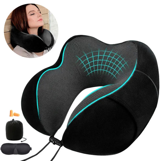 Coussin Cervical en Mousse à Mémoire de Forme – Oreiller de Voyage en U | Soutien Doux pour la Nuque | Santé & Massage Cervical