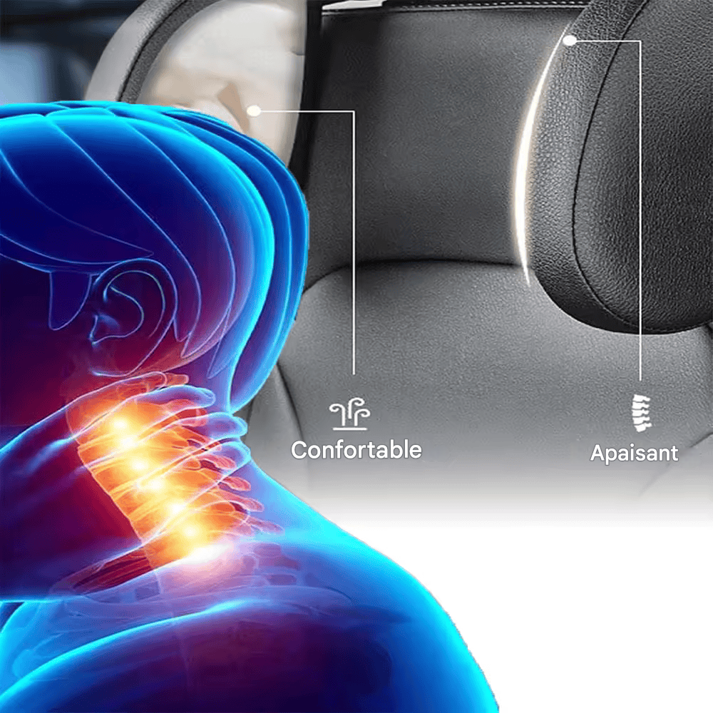 🏷️Coussin de Voyage Appui-Tête pour Voiture – Soutien Latéral Réglable, Amovible, en Fibre Synthétique avec Tige Télescopique ABS