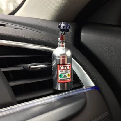 Désodorisant Voiture Citron – Parfum Gel 3g en Bouteille NOS | Clip de Ventilation | Matériau Alliage + Plastique | Compact, Rechargeable, Design Racing