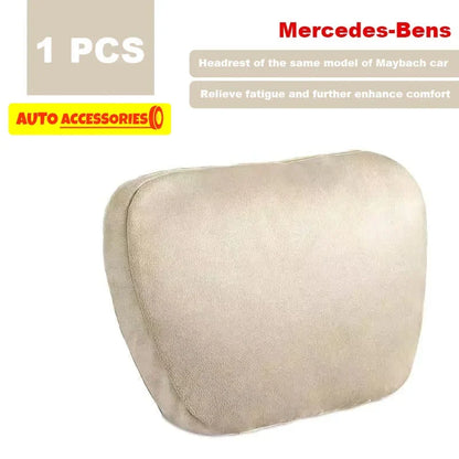 🏷️Coussin Appuie-Tête Voiture Style Maybach – Ultra Doux en Daim, Confort Cervical Universel, 30×20 cm, pour Conduite & Longs Trajets