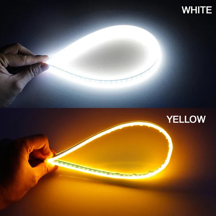 2Pcs 12V Led Guide Strip Headlight for Car Daytime Running Lights Turn Signal Bulb DRL Sequential Switchback 30cm/45cm/60cm