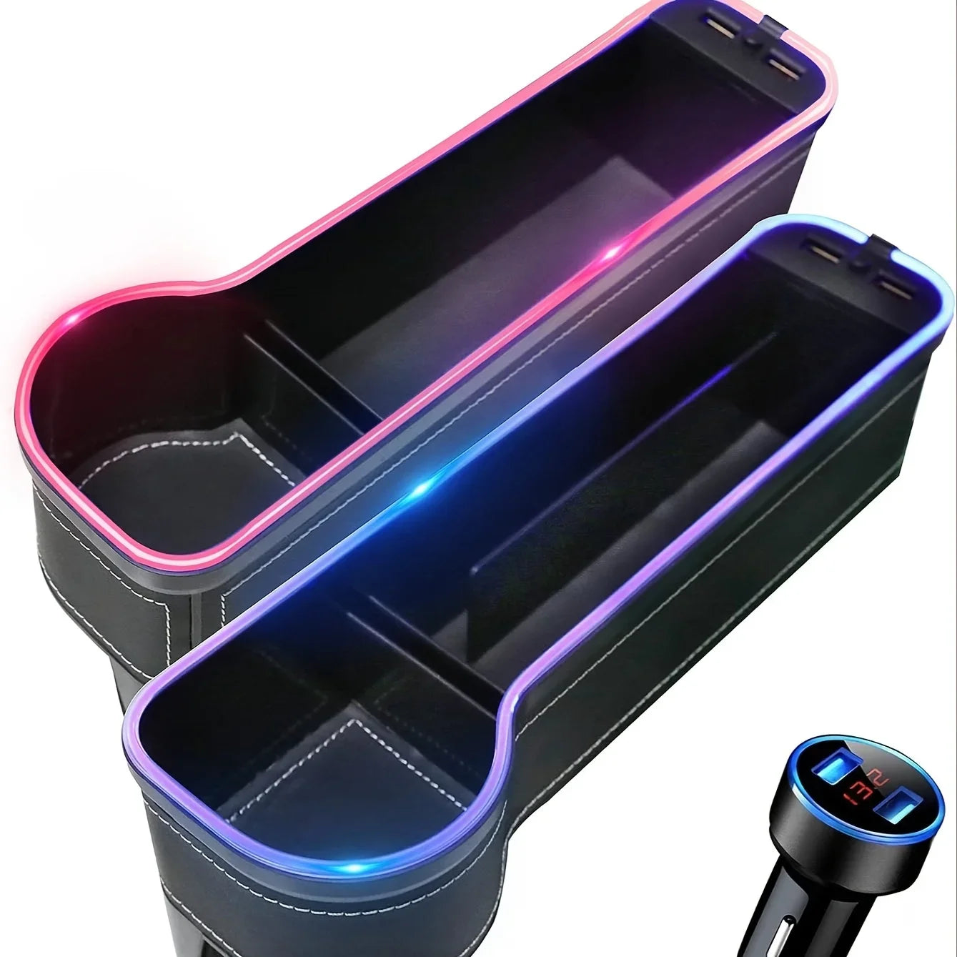 🏷️Lot de 2 Organisateurs de Fente de Siège avec Chargeur – Boîte de Rangement pour Voiture avec Ports USB Type-C