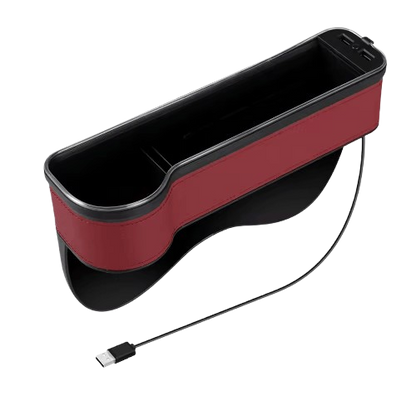 Organiseur de siège à fente pour véhicule, porte-cartes, téléphone, bouteille, gobelet, boîte de rangement pour voiture avec 2 chargeurs USB, LED colorée pour espace de siège