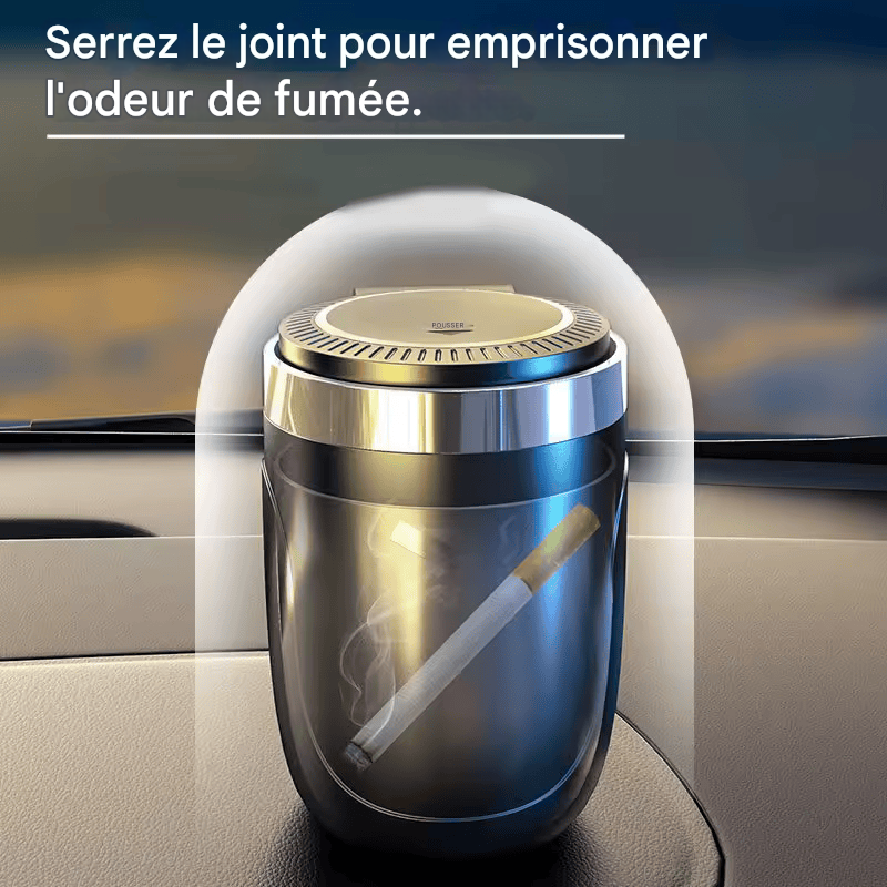 🏷️Cendrier de Voiture CHYIEER avec LED – Universel, Sans Fumée, Alliage d’Aluminium, Ignifuge, Porte-Cigarette Intégré