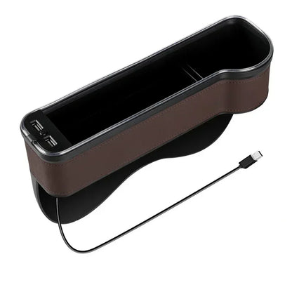 🏷️Boîte de Rangement pour Siège Auto avec Charge Rapide USB et Éclairage RGB 7 Couleurs – Organiseur Multifonction en Similicuir