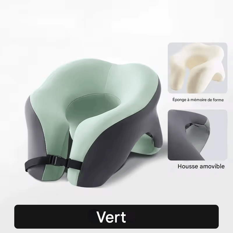 🏷️SEAMETAL Sac de Rangement pour Dossier de Siège Auto – Cuir PU Imperméable, Tablette Pliable, Grande Capacité Oreiller Cervical de Voyage – Mousse à Mémoire, Tissu Coton Respirant, Design Compact avec Sac Étanche