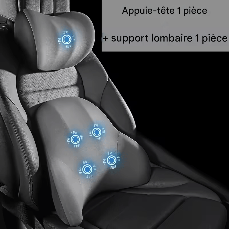 🏷️Coussin Massant Électrique Voiture – Appui-Tête et Soutien Lombaire Vibrant pour Siège Auto, LIVIAUTOLIFE