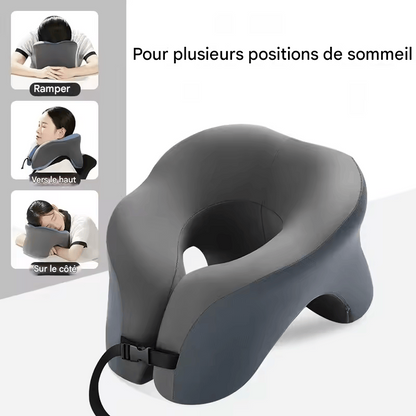 🏷️SEAMETAL Sac de Rangement pour Dossier de Siège Auto – Cuir PU Imperméable, Tablette Pliable, Grande Capacité Oreiller Cervical de Voyage – Mousse à Mémoire, Tissu Coton Respirant, Design Compact avec Sac Étanche