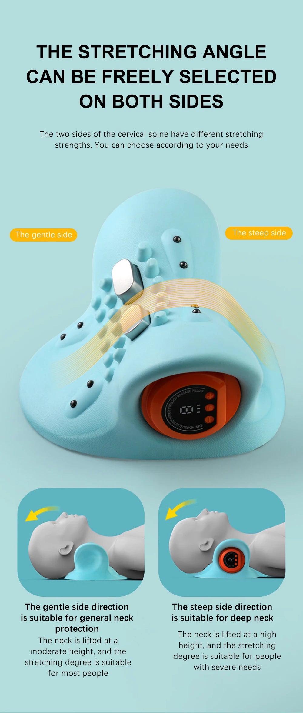 Neck Stretching Massager Neck Shoulder Stretcher EMS Cervical Chiropractic Traction Massage Pillow Cervical Spine Alignment
