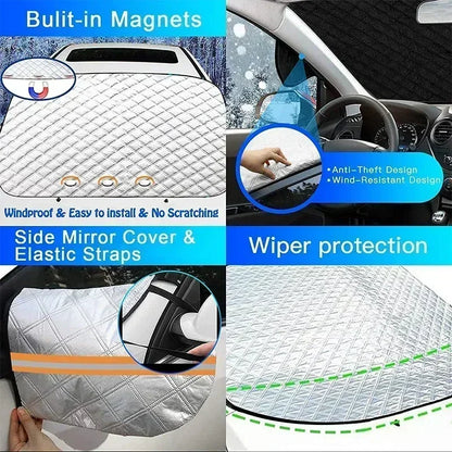 🏷️Bâche Pare-Brise Anti-Neige Voiture avec Aimants – Protection Hiver & Été, Anti-Givre et Pare-Soleil, Polyester Imperméable