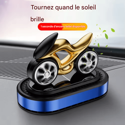 Diffuseur de Parfum Voiture Style Moto – Purificateur d’Air Solaire Compact avec Tablette Parfumée et Huile Essentielle