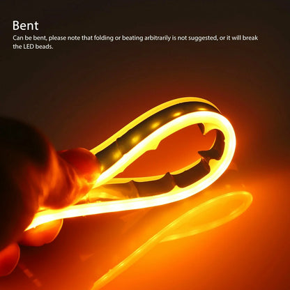 2Pcs 12V Led Guide Strip Headlight for Car Daytime Running Lights Turn Signal Bulb DRL Sequential Switchback 30cm/45cm/60cm
