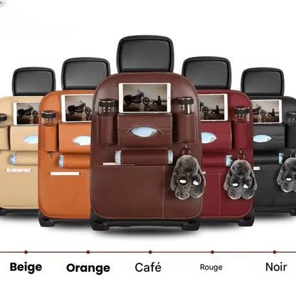 🏷️Organisateur de Rangement Dossier de Siège Voiture 1/2 – Universel en Cuir PU, Boîte de Rangement Multifonction, Poche de Rangement Auto