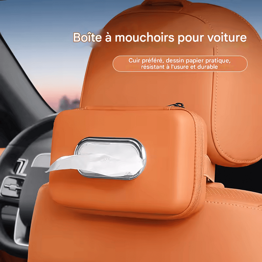 🏷️Boîte à Mouchoirs Haut de Gamme pour Voiture – À Fixer sur Pare-Soleil, Dossier ou Accoudoir – Élégante et Pratique