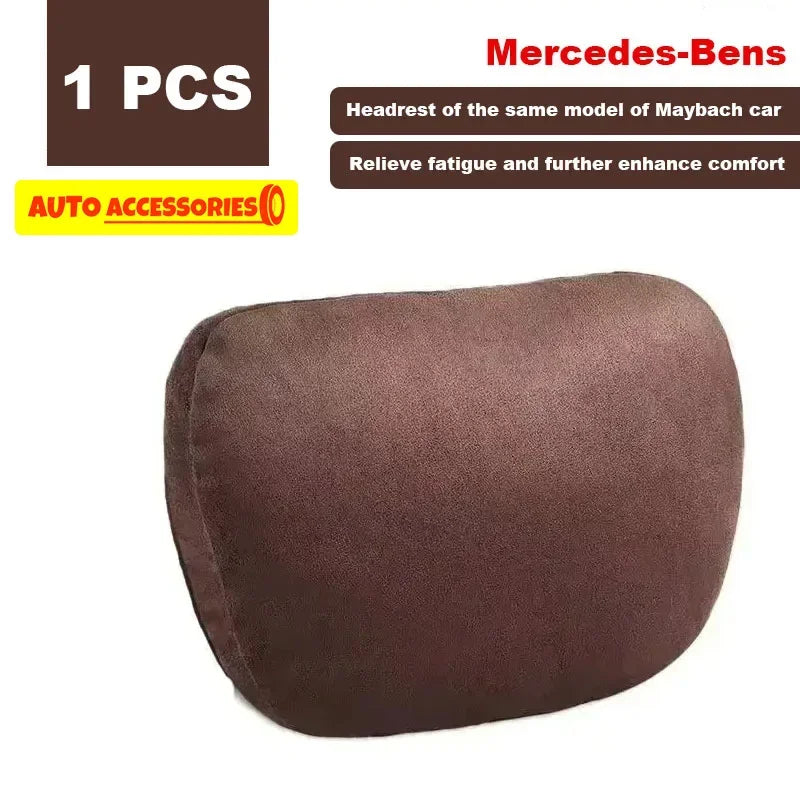 🏷️Coussin Appuie-Tête Voiture Style Maybach – Ultra Doux en Daim, Confort Cervical Universel, 30×20 cm, pour Conduite & Longs Trajets