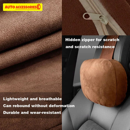 🏷️Coussin Appuie-Tête Voiture Style Maybach – Ultra Doux en Daim, Confort Cervical Universel, 30×20 cm, pour Conduite & Longs Trajets