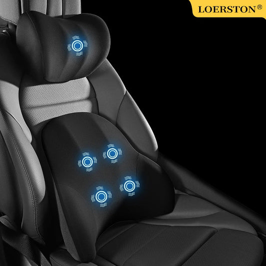 🏷️Coussin Massant Électrique Voiture – Appui-Tête et Soutien Lombaire Vibrant pour Siège Auto, LIVIAUTOLIFE