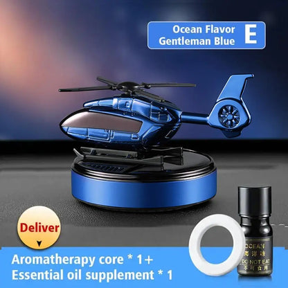 Car Air Freshener Solar Automatic Rotation Camouflage Helicopter Dashboard Fragrance Long Lasting Fragrant Car Interior Decor